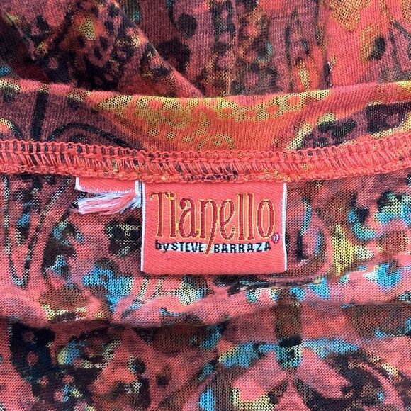 Tianello Knit Burnout Jacquard Toni Tunic L Orange Asymmetrical Wearable Artsy - Picture 7 of 11